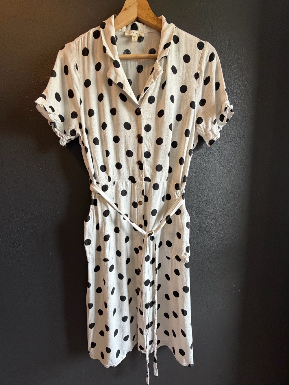 Marshalls White Dress with Black Polka Dots